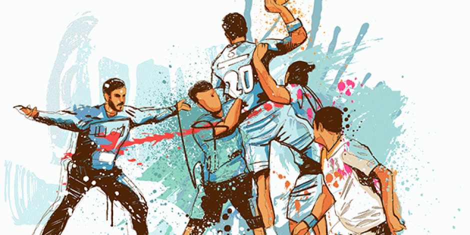 Illustration eines Handballspiels