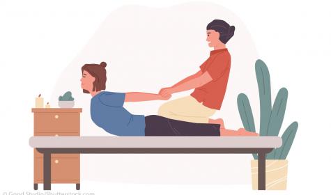 Illustration: Frau bei einer Massage