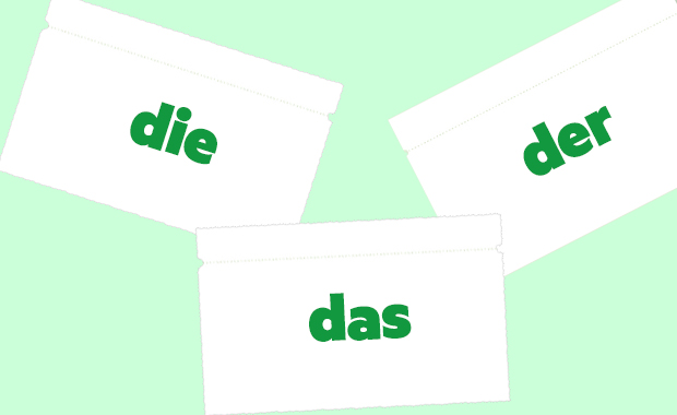 Kärtchen mit der Aufschrift: der, die, das