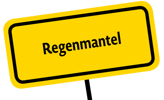 Ortsschild Regenmantel