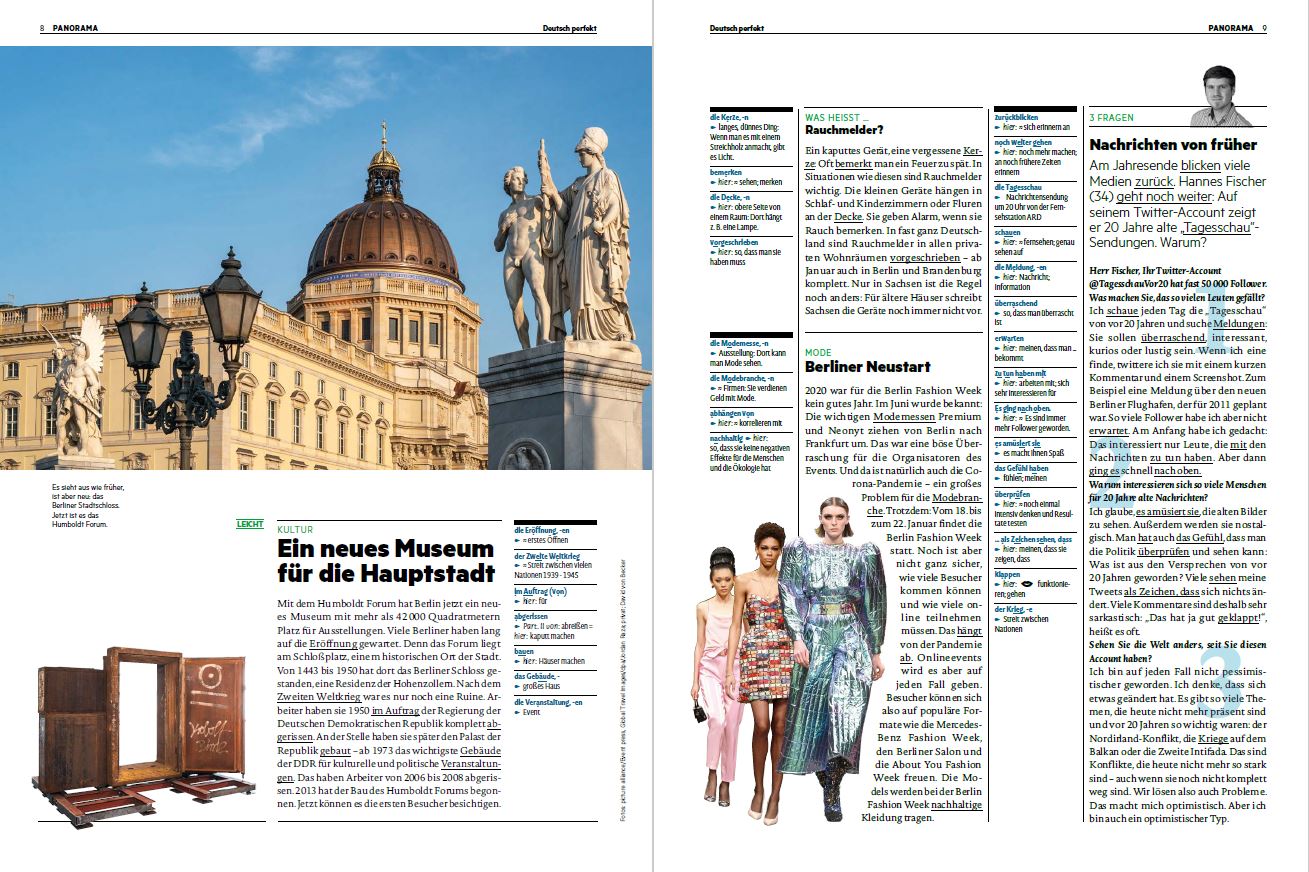 Learn German with Deutsch perfekt - page from the magazine