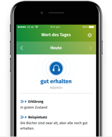 Deutsch perfekt Wort des Tages App