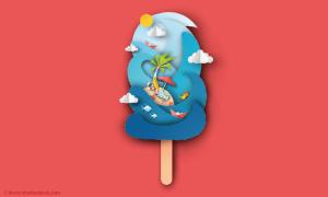 Illustration: Eis am Stil mit Motiven aus dem Bereich "Urlaub"