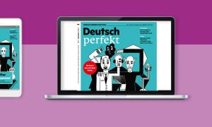 verschiedene Geräte mit Deutsch-perfekt-Inhalten