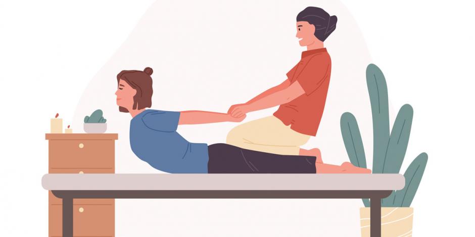 Illustration: Frau bei einer Massage