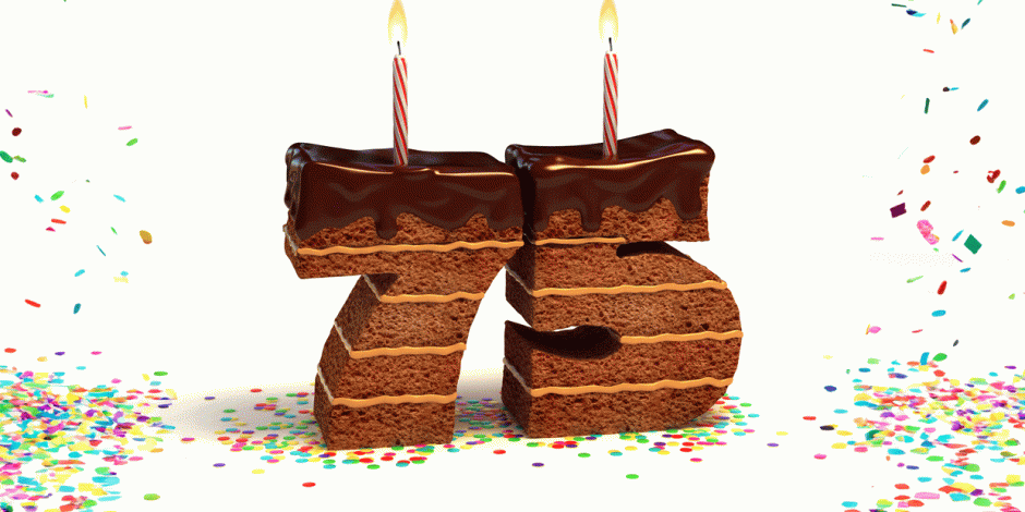 Kuchen in Form einer 75