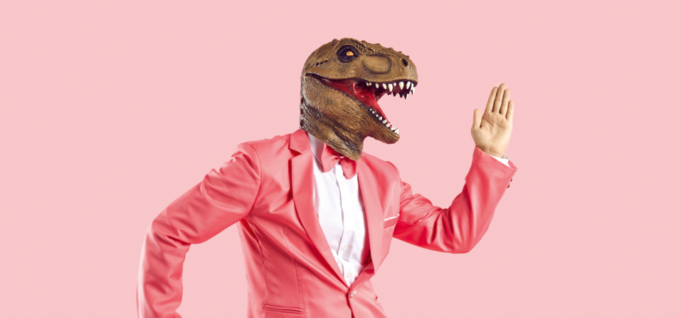 Dinosaurier im Anzug