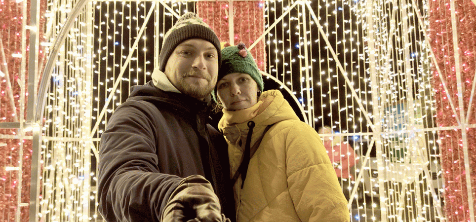 Iegor Nikolaienko mit seiner Frau