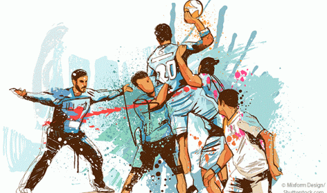 Illustration eines Handballspiels