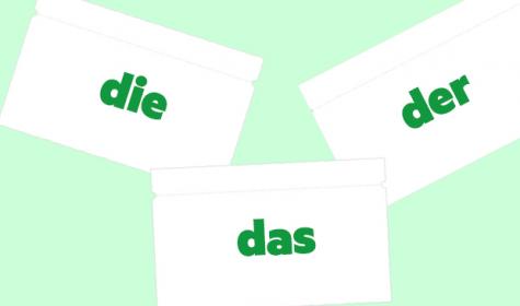 Kärtchen mit der Aufschrift: der, die, das