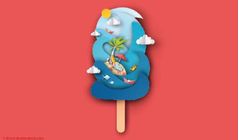 Illustration: Eis am Stil mit Motiven aus dem Bereich "Urlaub"