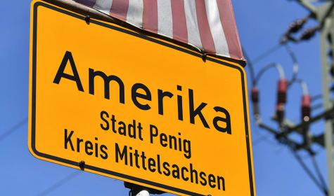 Ortsschild für Amerika in Mittelsachsen