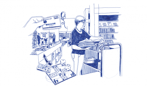 Szene in der Bibliothek